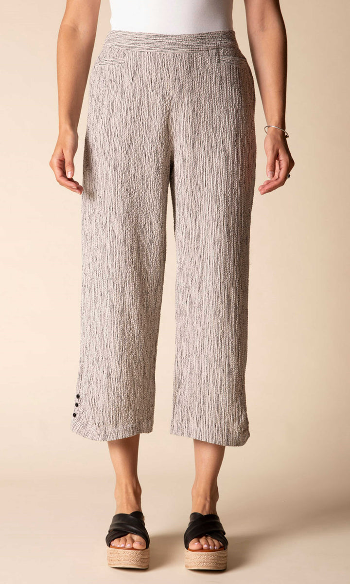 Textured Straight-Leg Cropped Pants with Stretch