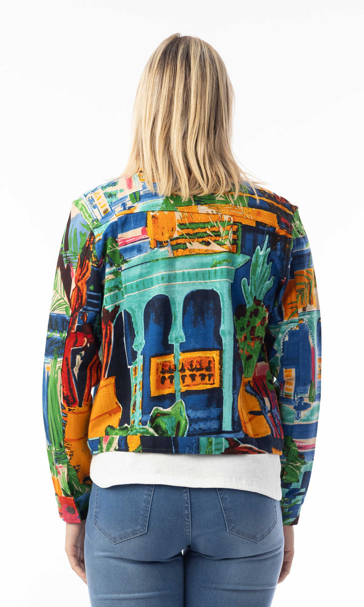 Scenic Print Stretch Ponte Jacket