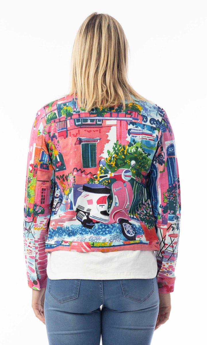 Scenic Print Stretch Ponte Jacket