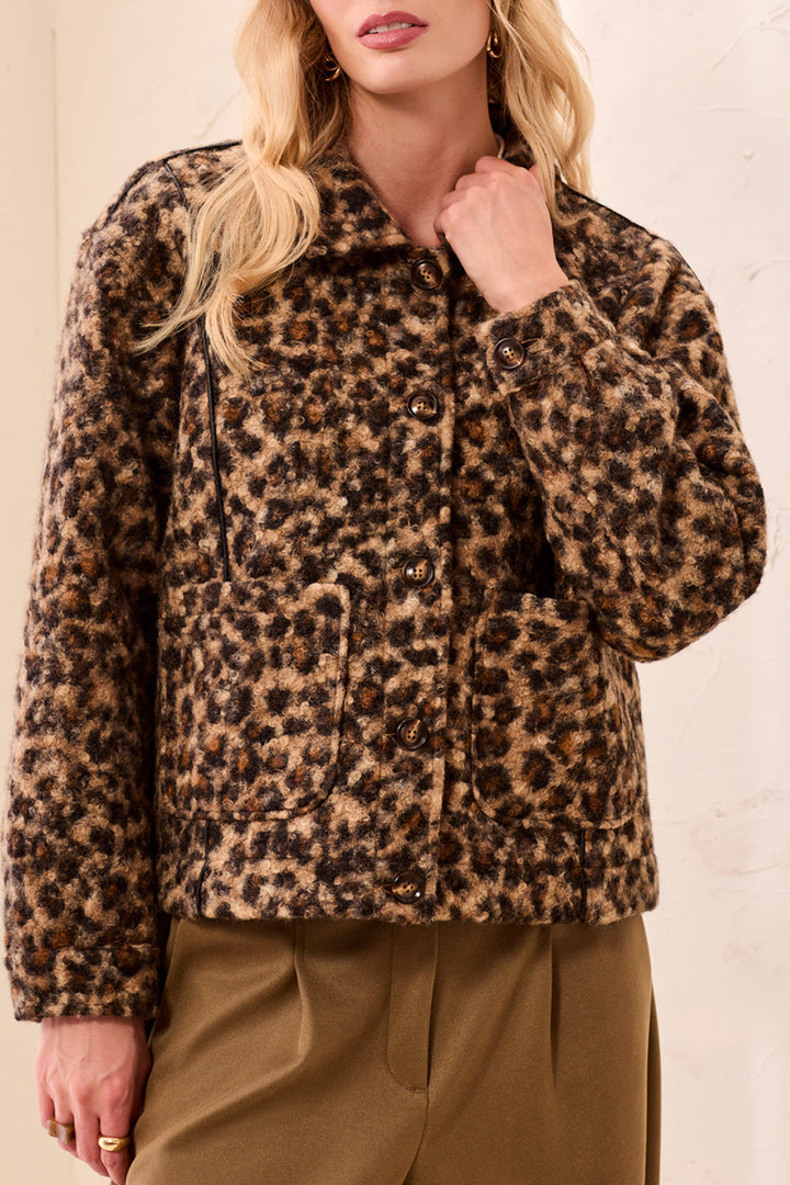Leopard Print Bouclé Jacket