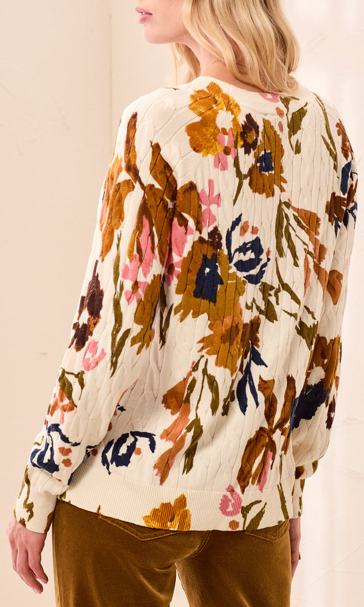 Floral Cable-Knit Sweater