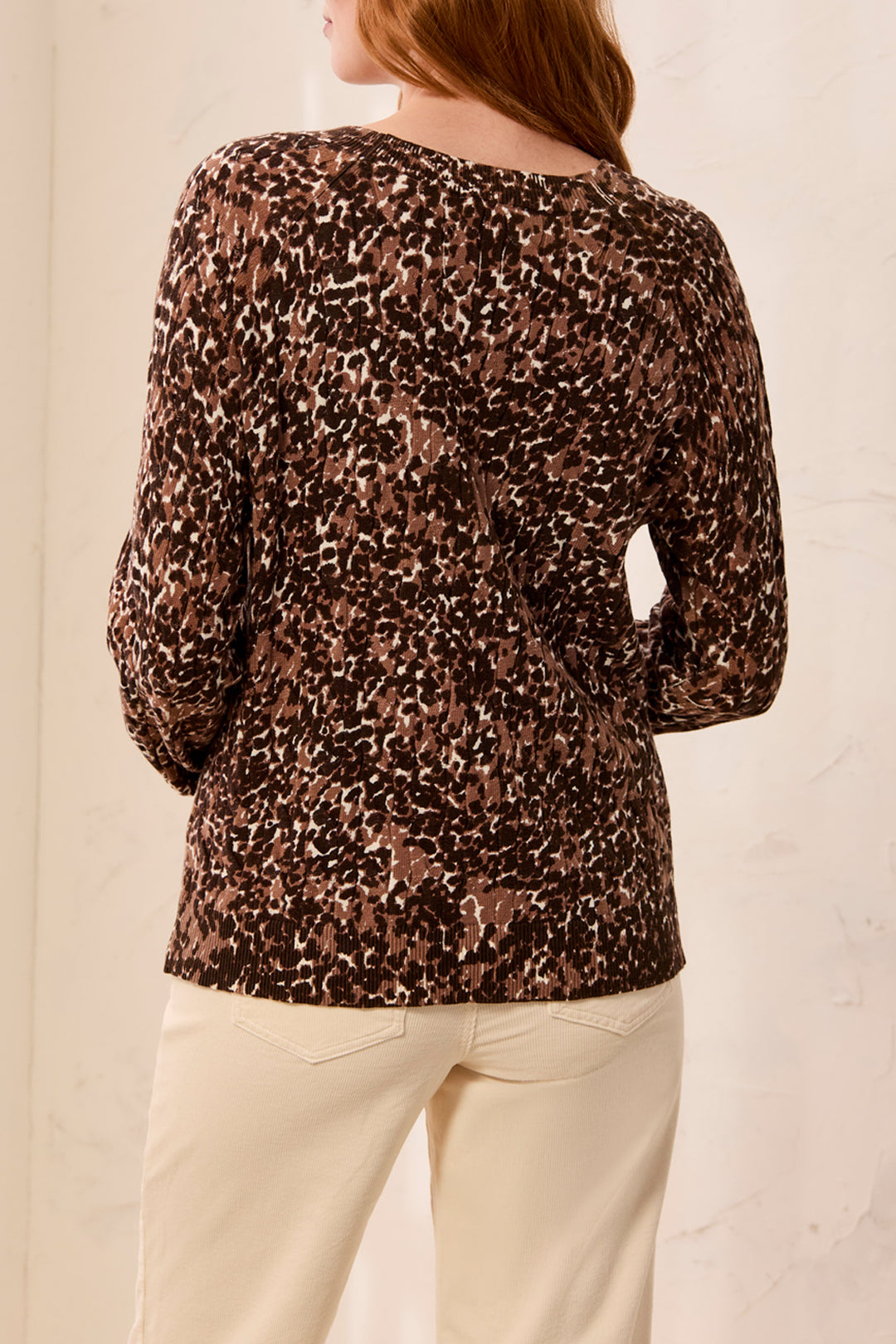 Animal Print Cotton Crewneck Sweater
