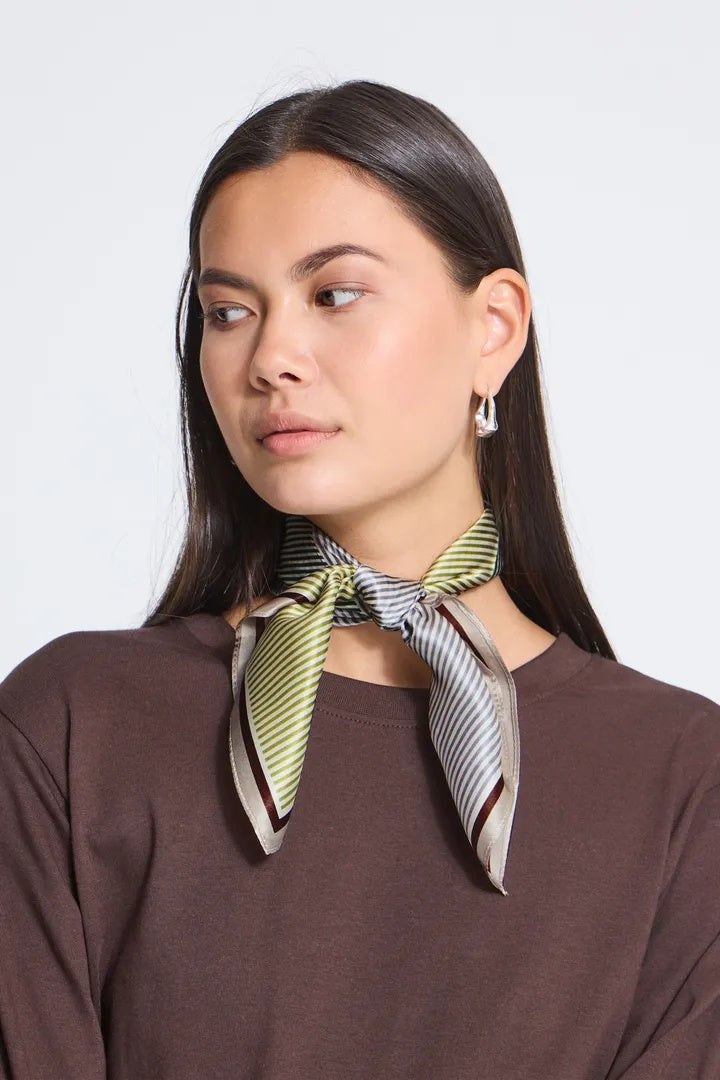 Striped Silk Square Scarf