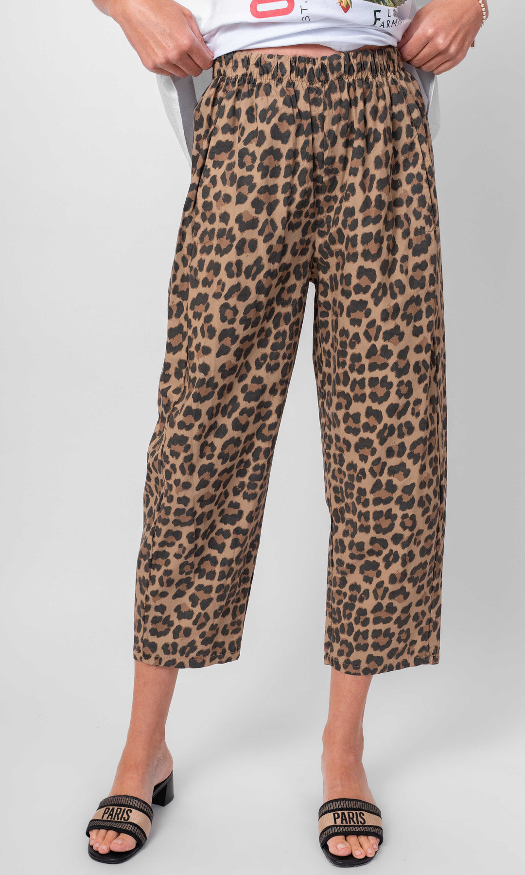 Cotton Animal Print Crop Pant