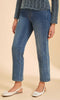 Indigo wash cropped straight-leg jeans with studded heart side detail