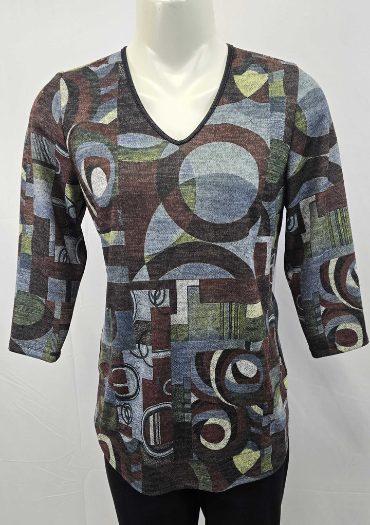 Abstract V-Neck Top