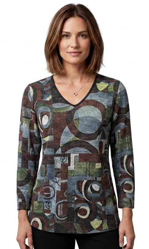 Abstract V-Neck Top