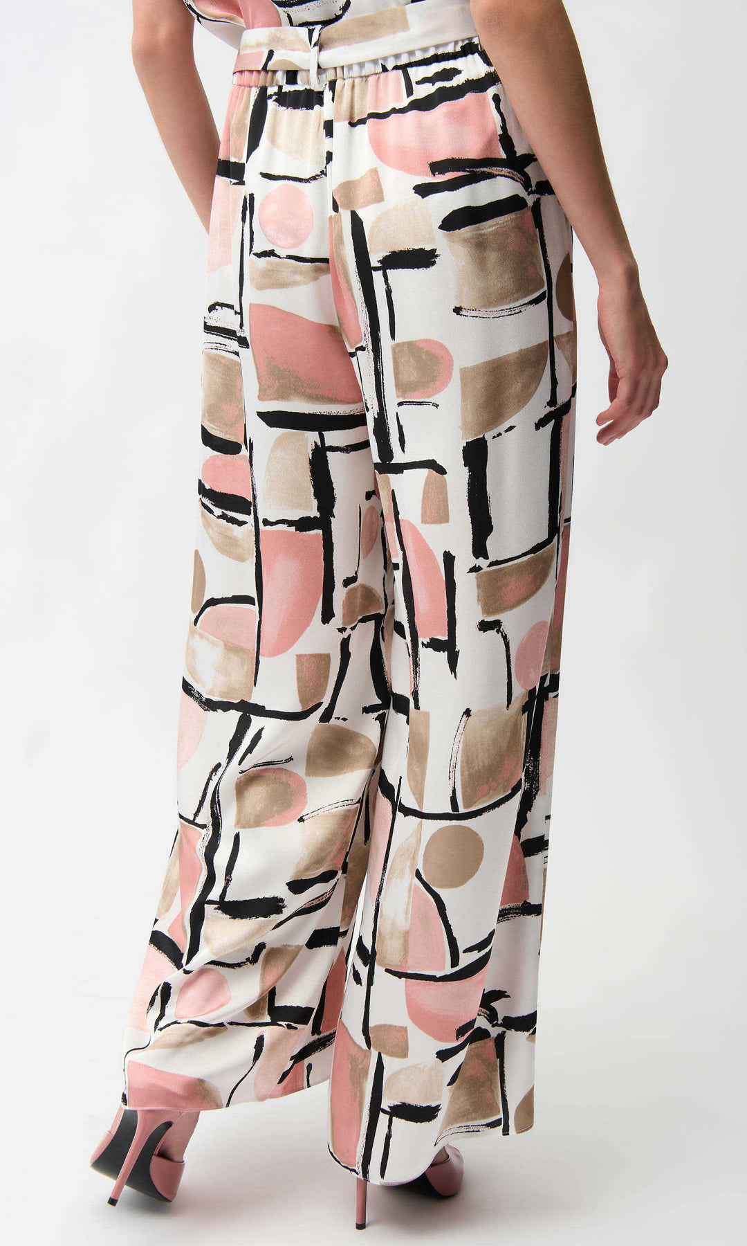 Ribkoff Abstract Print Wide Leg Pants With Tie Belt