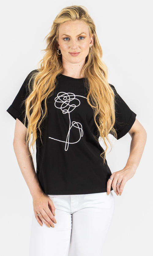 Abstract Line Art Knit Top