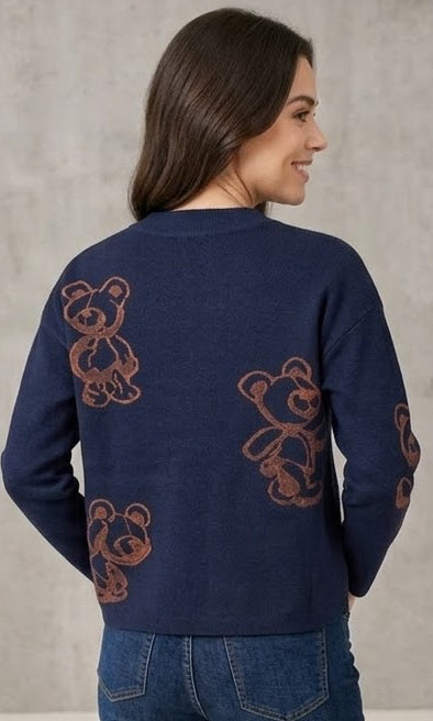 Teddy Bear Button-Front Cardigan