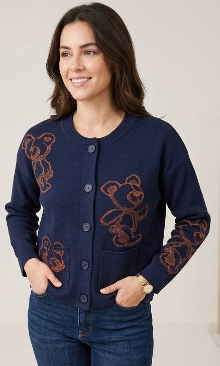 Teddy Bear Button-Front Cardigan