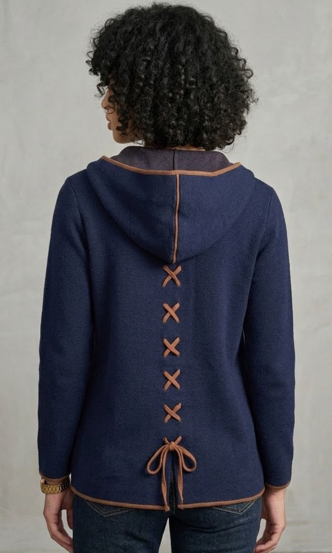 Hooded Tie-Detail Knit Jacket
