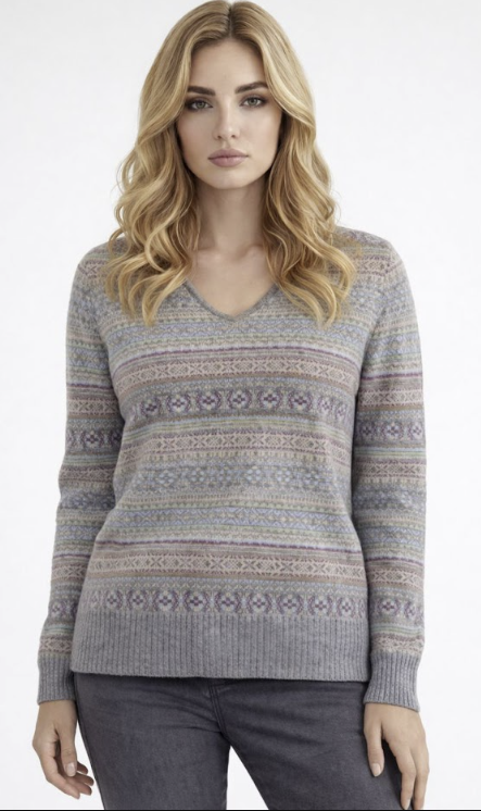 Fair Isle V Neck Sweater