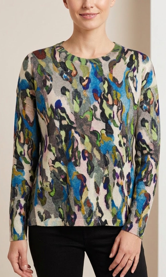 Abstract Print Crew Neck Sweater