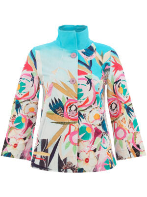 Cotton Blend Printed Stretch Statement Jacket