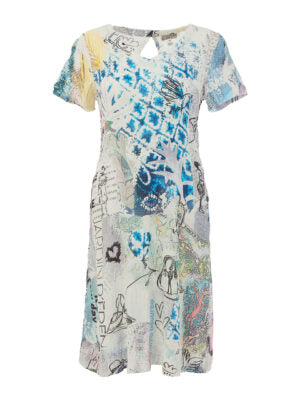 Viscose Stretch Mixed Print Midi Dress