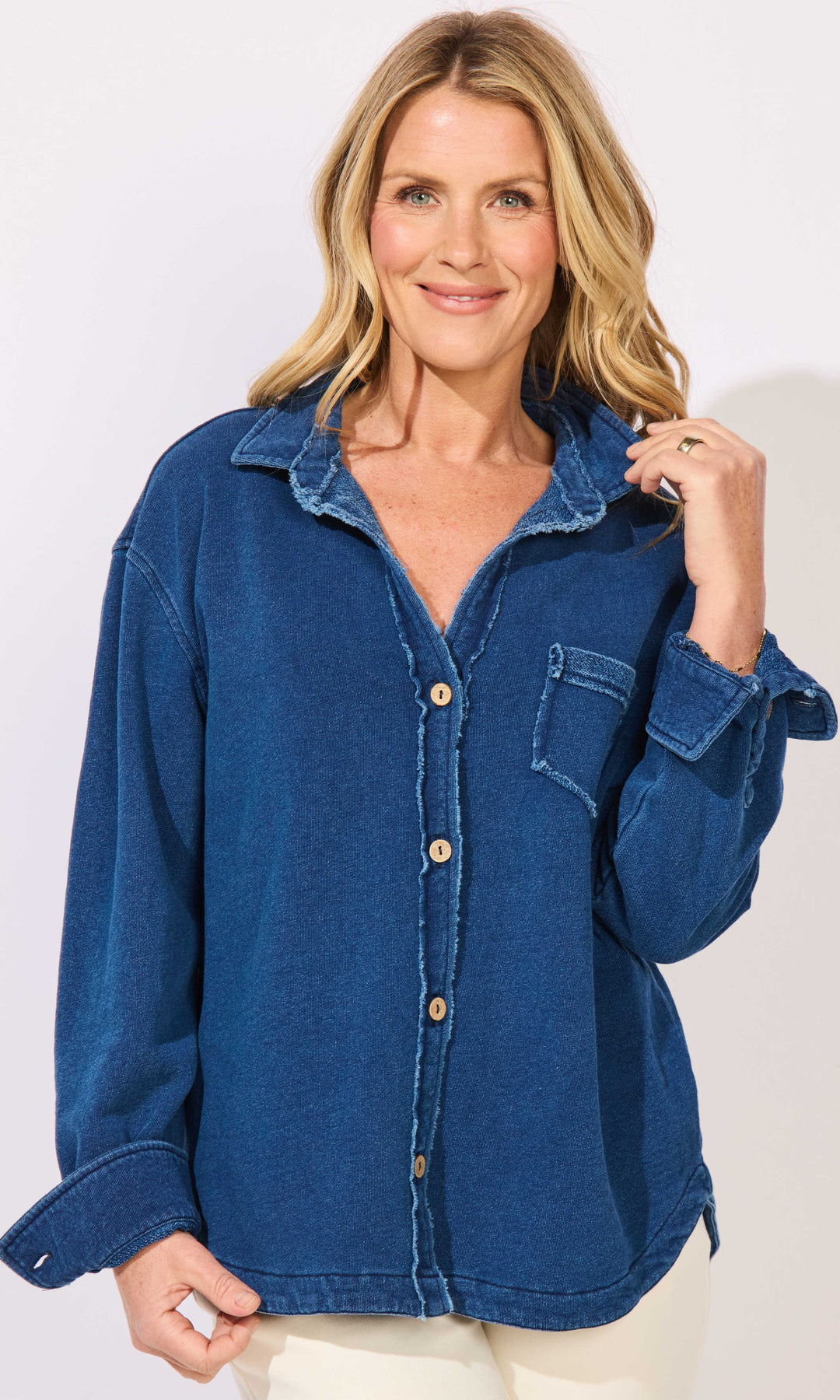 French Terry Button Front Jacket
