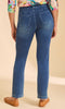 Blue denim pull-on slim straight ankle jeans