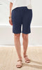 Pull-on stretch bermuda shorts with side slits