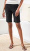 Pull-on stretch bermuda shorts with side slits
