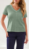 V-Neck Short Sleeve Top With Center Seam