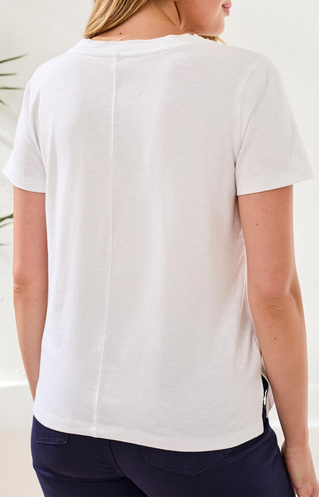 V-Neck Short Sleeve Top With Center Seam