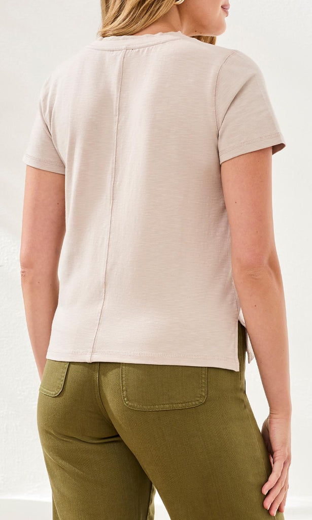 V-Neck Short Sleeve Top With Center Seam