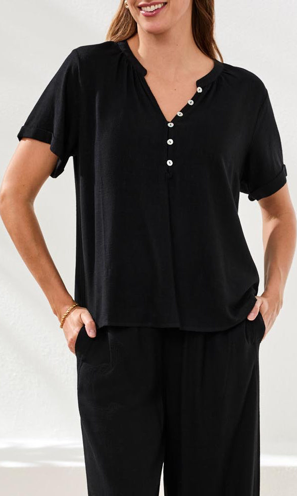 Relaxed Viscose Linen Top