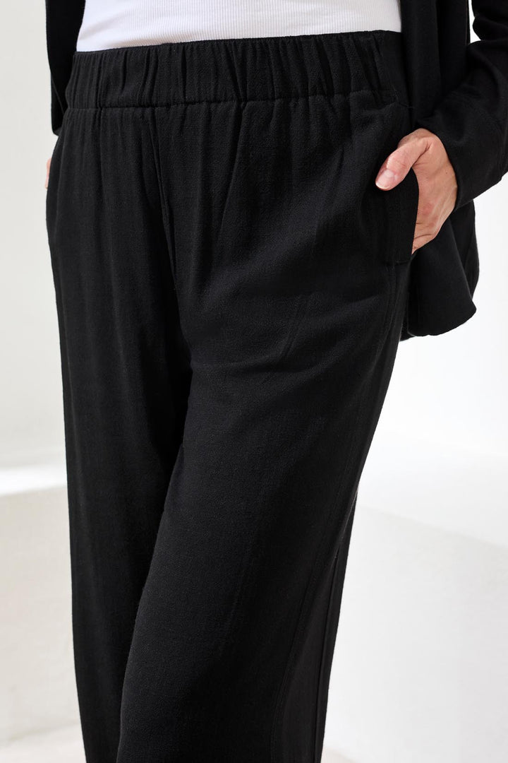 Wide-Leg Cropped Pull-On Pants