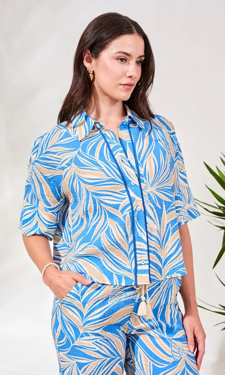 Crinkle Fabric Camp Shirt