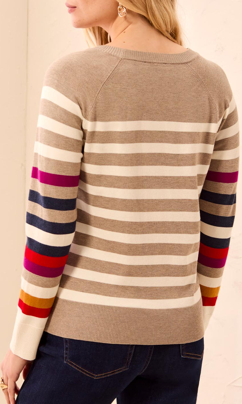 Multi Stripe Crew Neck Sweater
