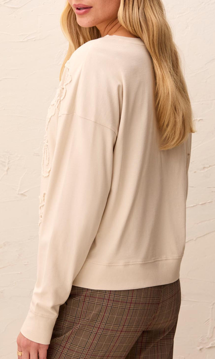 Floral Appliqué Crewneck Sweatshirt
