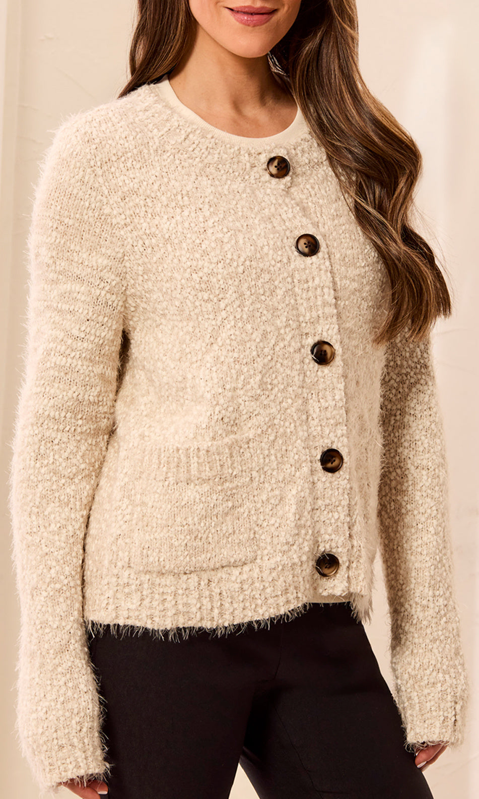 Textured Button Front Cardigan