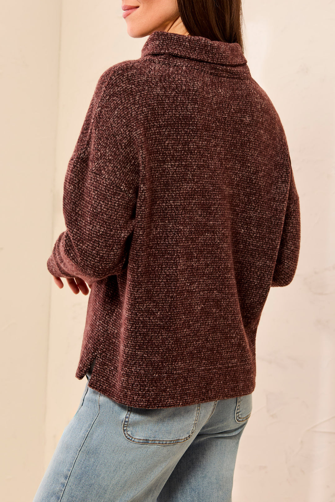 Textured Funnel Neck Sweater