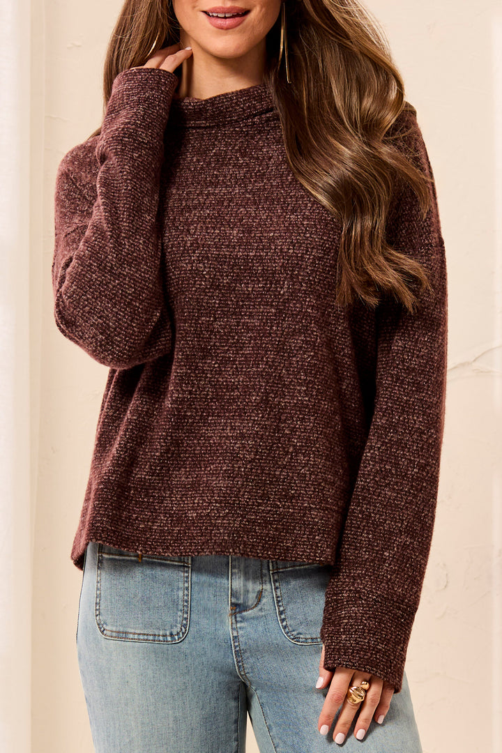 Textured Funnel Neck Sweater