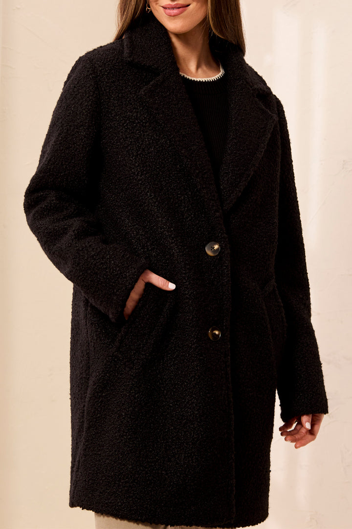 Bouclé Button Front Coat