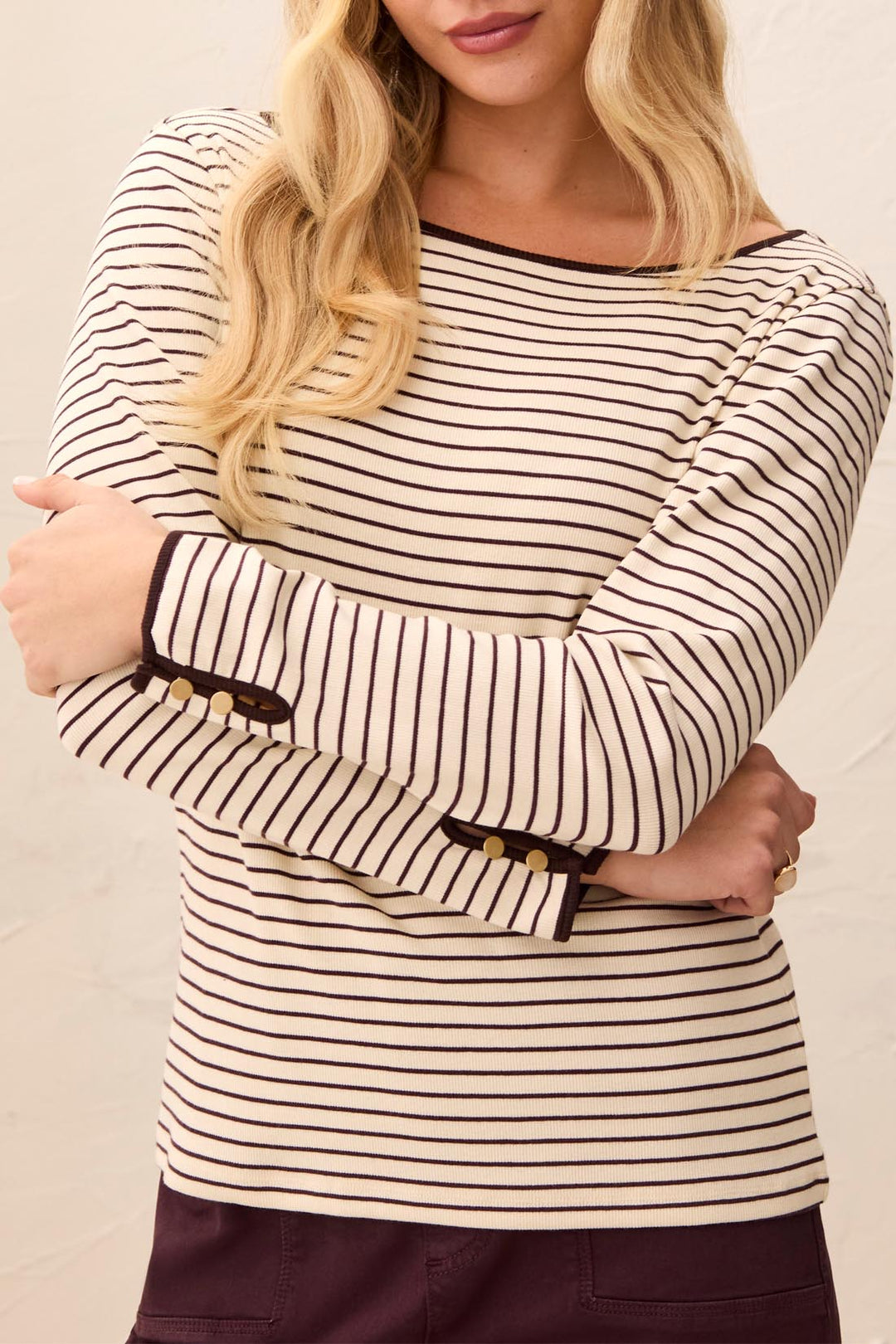 Striped Long Sleeve Cotton Top