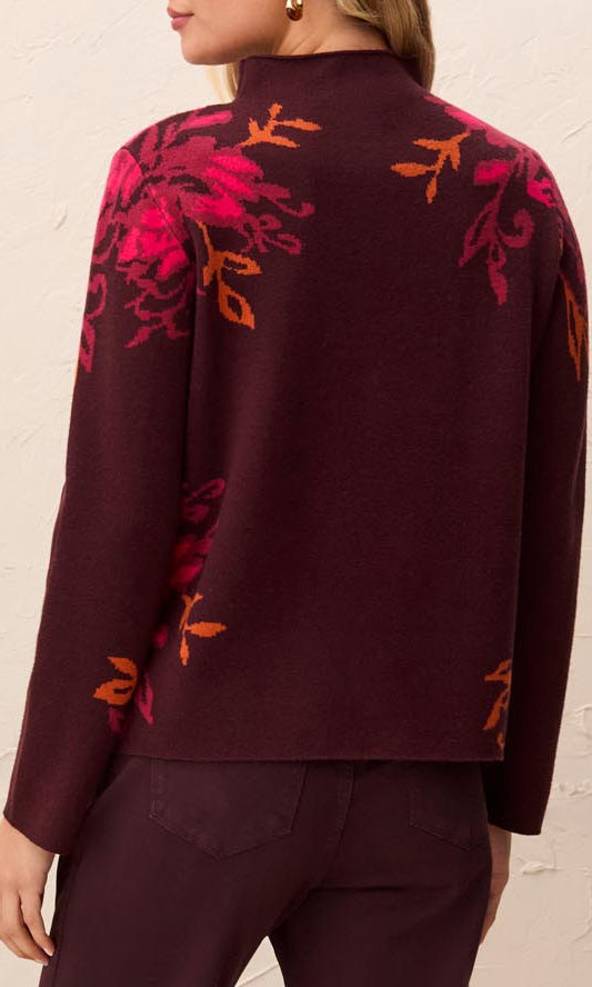 Floral Mock Neck Sweater