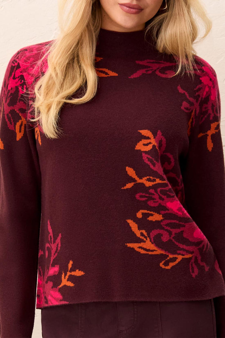 Floral Mock Neck Sweater
