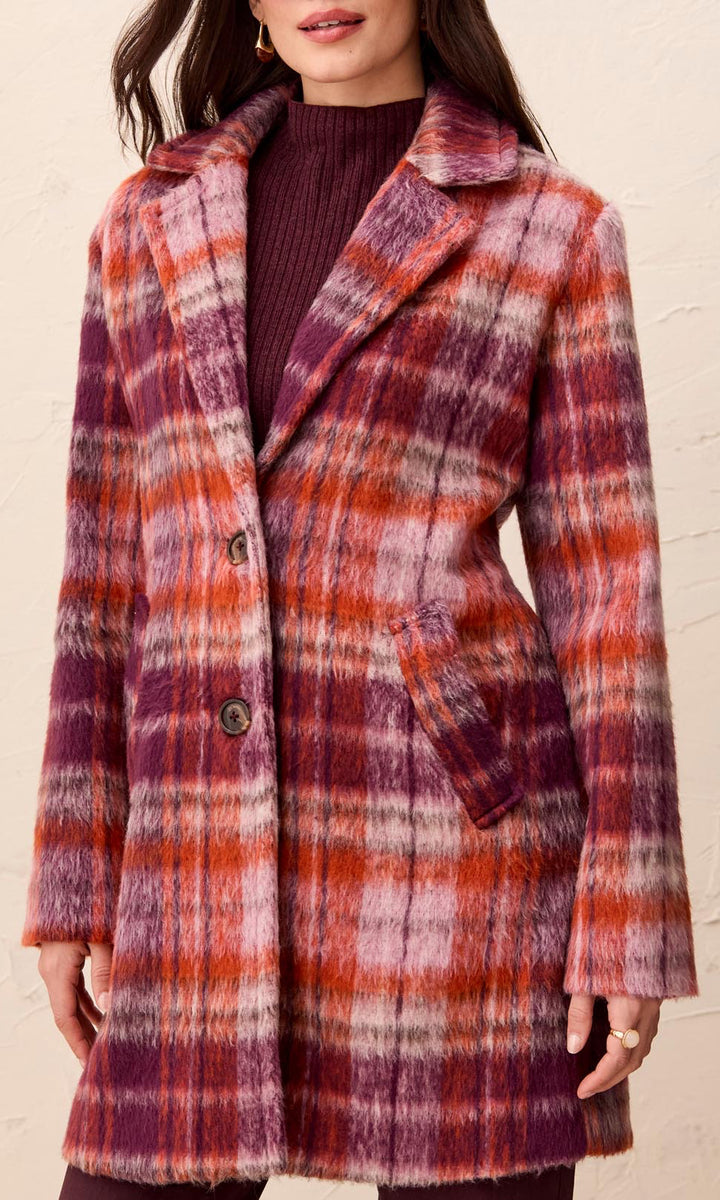 Plaid Brushed Coat