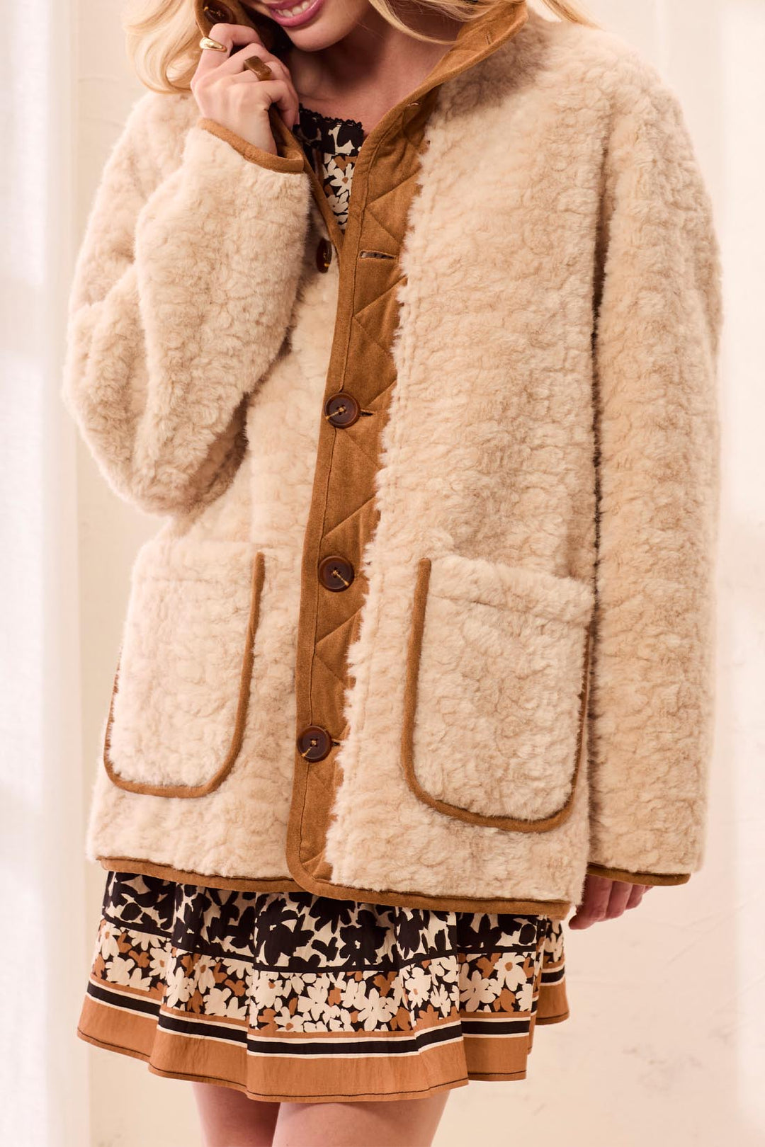 Reversible Sherpa Faux Suede Jacket