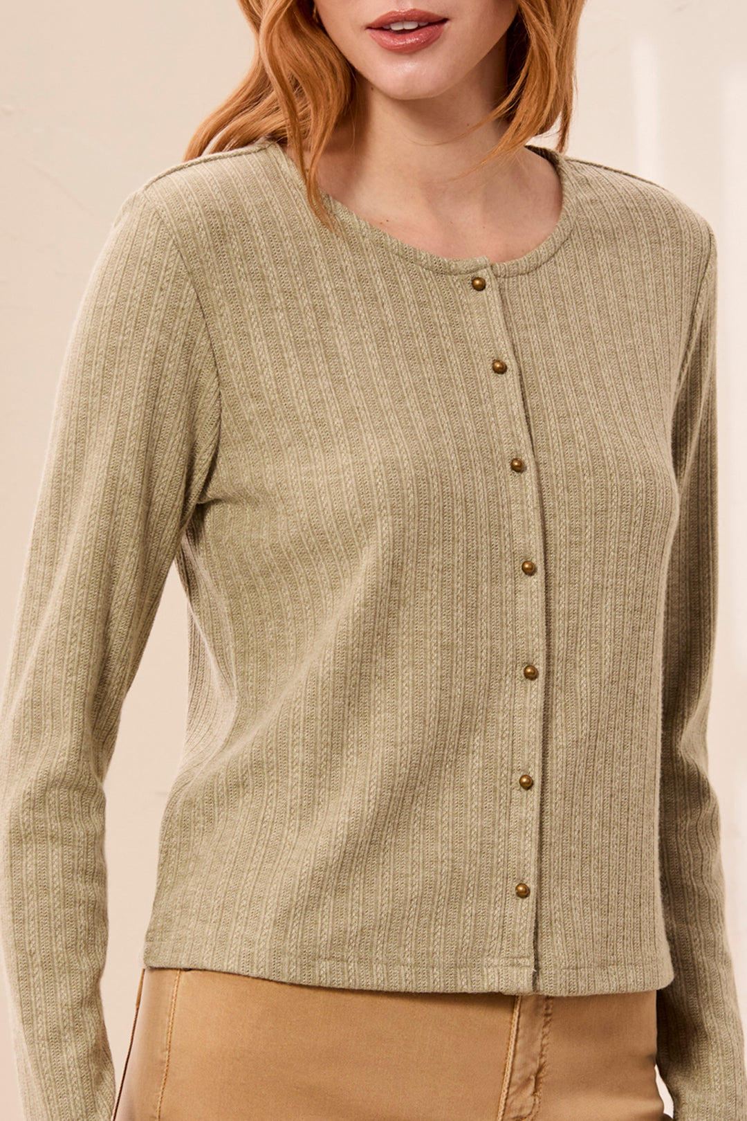Ribbed Button Front Cardigan