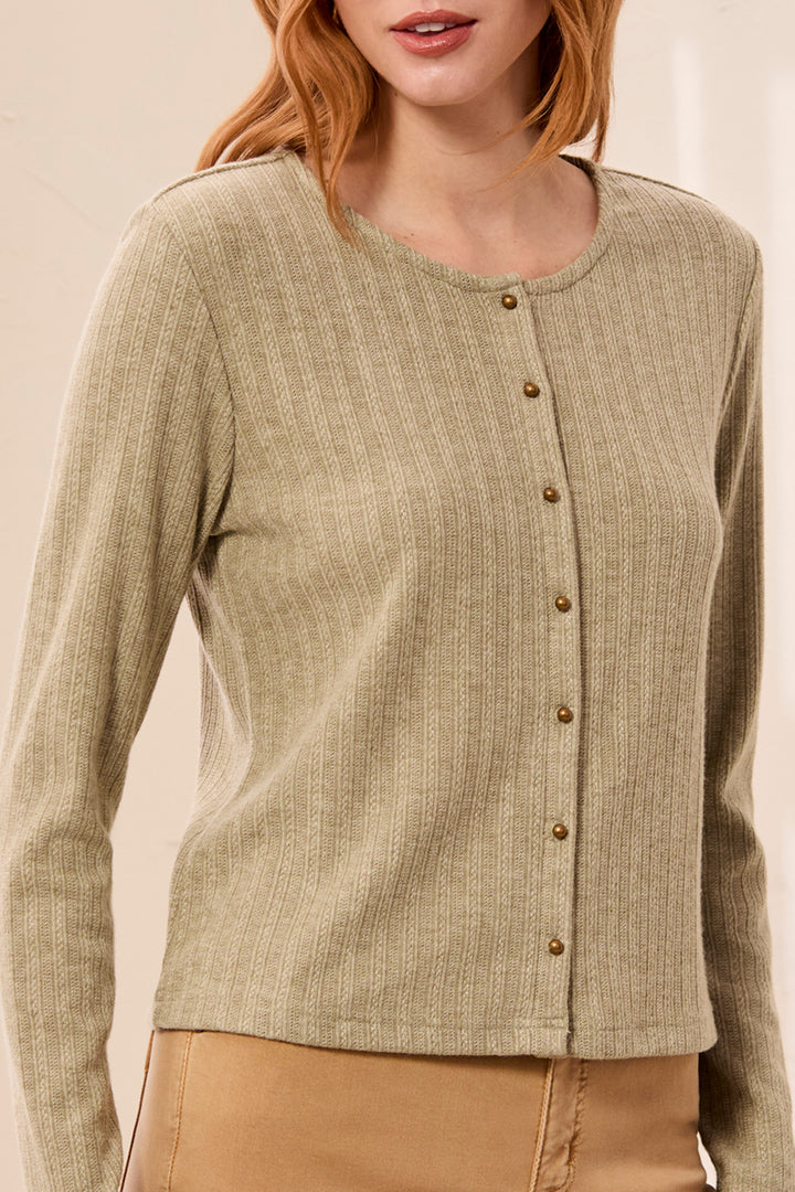 Ribbed Button Front Cardigan