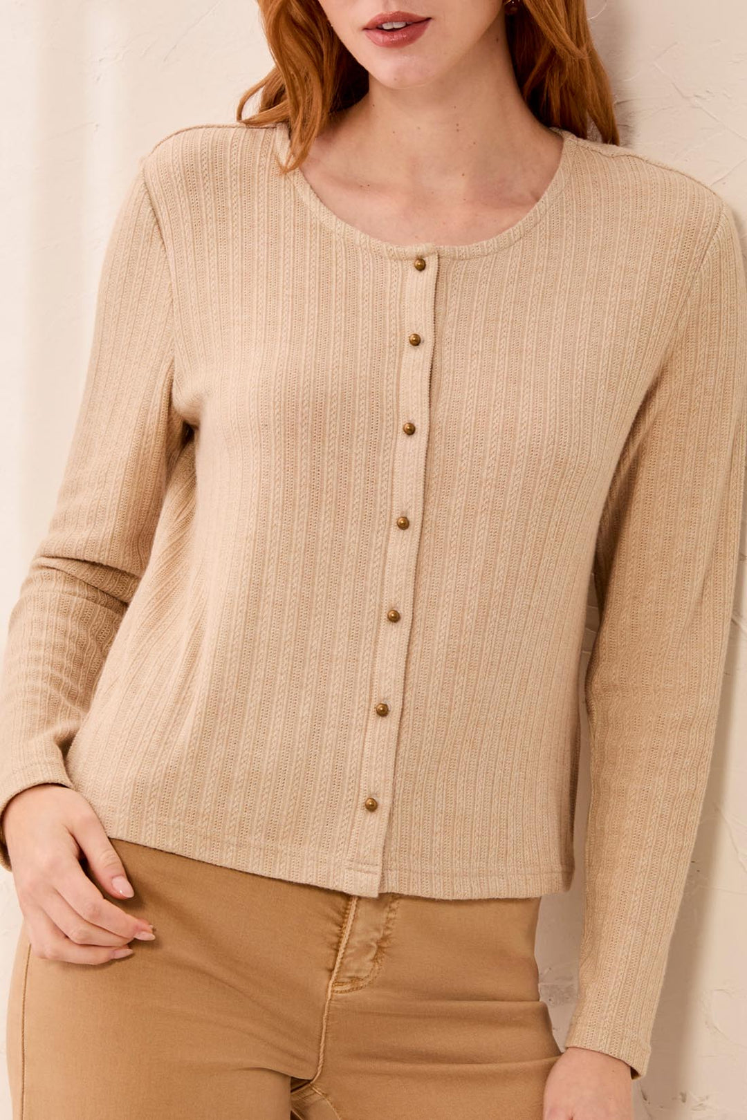 Ribbed Button Front Cardigan