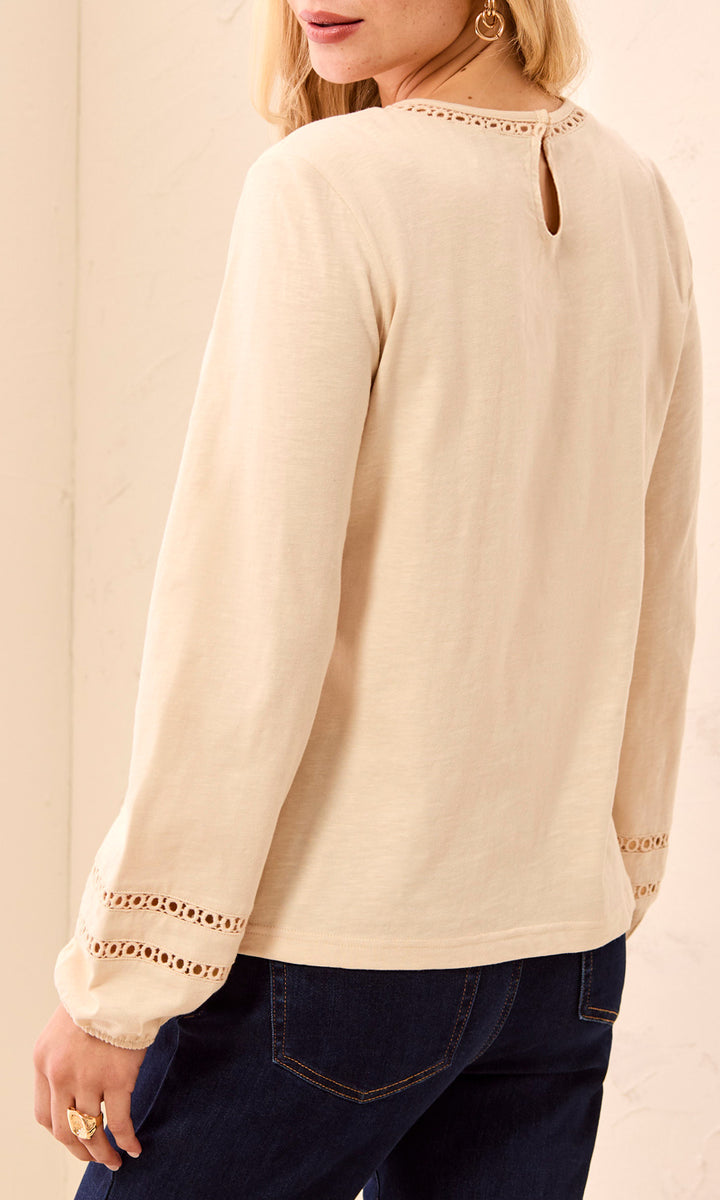 Lace Trim Cotton Blouse