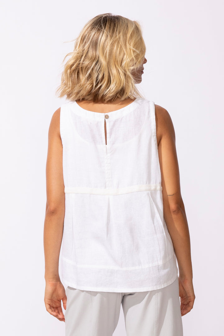 Sleeveless Linen Blend Shell Top