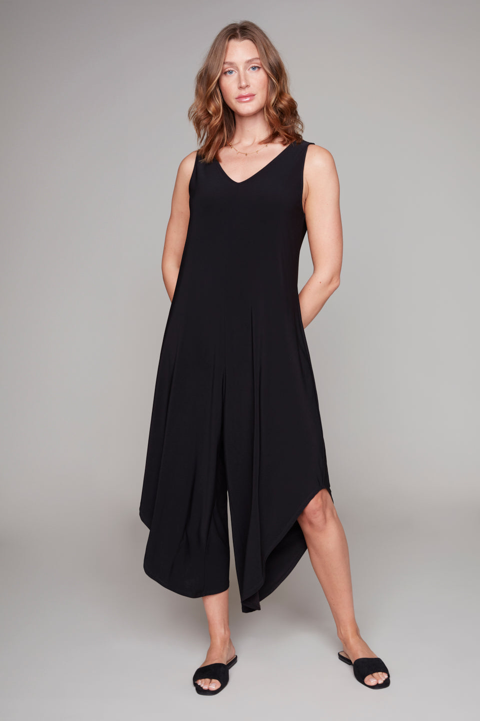 Sleeveless Draped Hem Jumpsuit