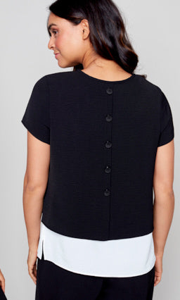 Layered Hem Pocket Detail Top