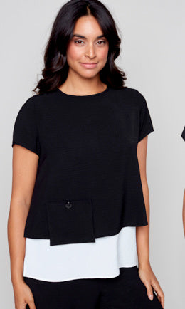 Layered Hem Pocket Detail Top