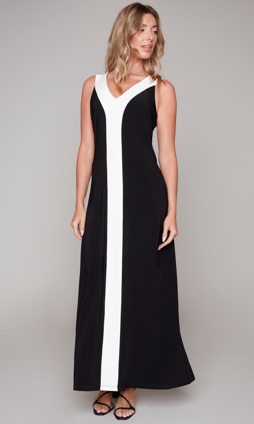 Contrast Panel Maxi Dress
